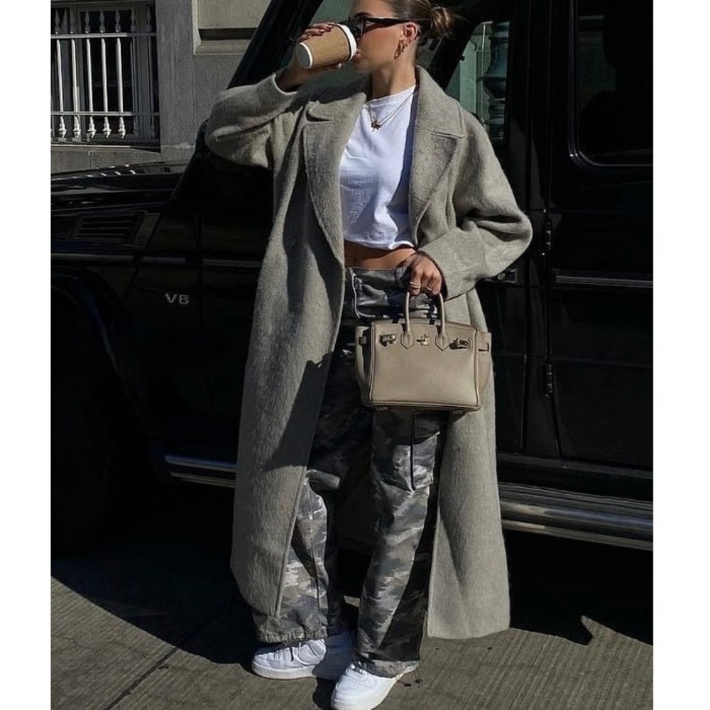 NA-KD Women Grey Camo Wide Leg Cargo Carpenter Pants Size EU 40 1100-006571-0168 - Picture 4 of 11